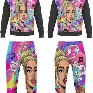 Vibrant Graphic Women Pantsuit